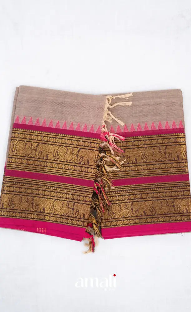 Swara Unstitched Salwar - Light Beige and Rani Pink salwar